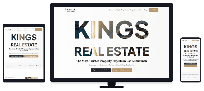 Kings Real Estate responsive website mockup