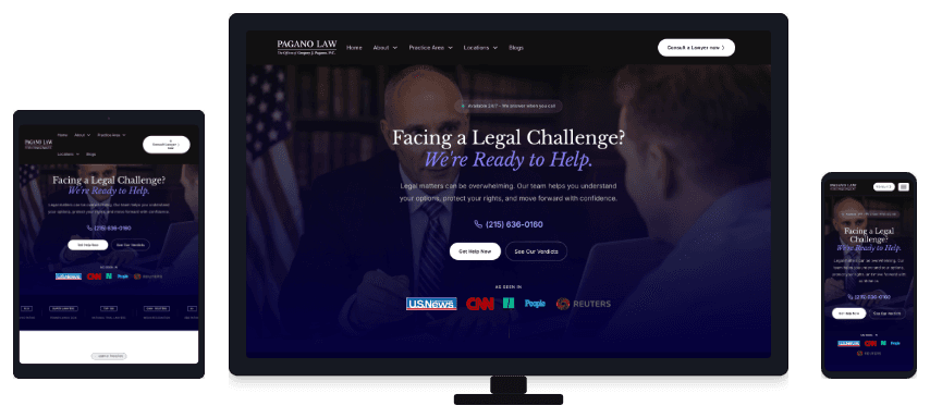 Pagano Law responsive website mockup
