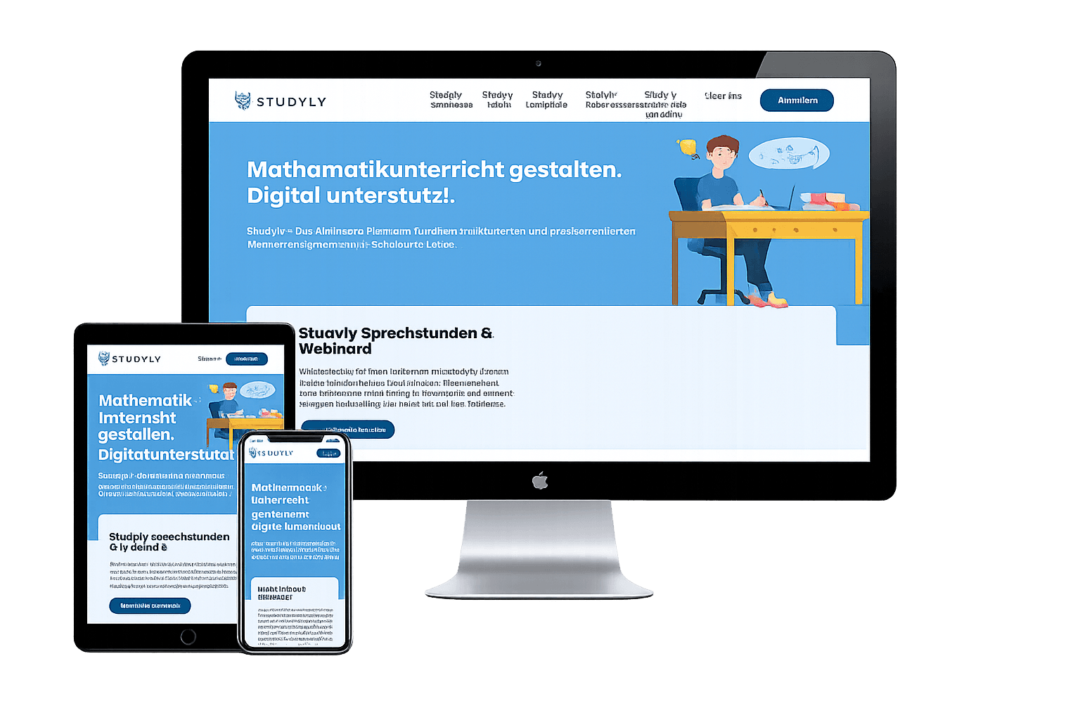Studyly responsive website mockup