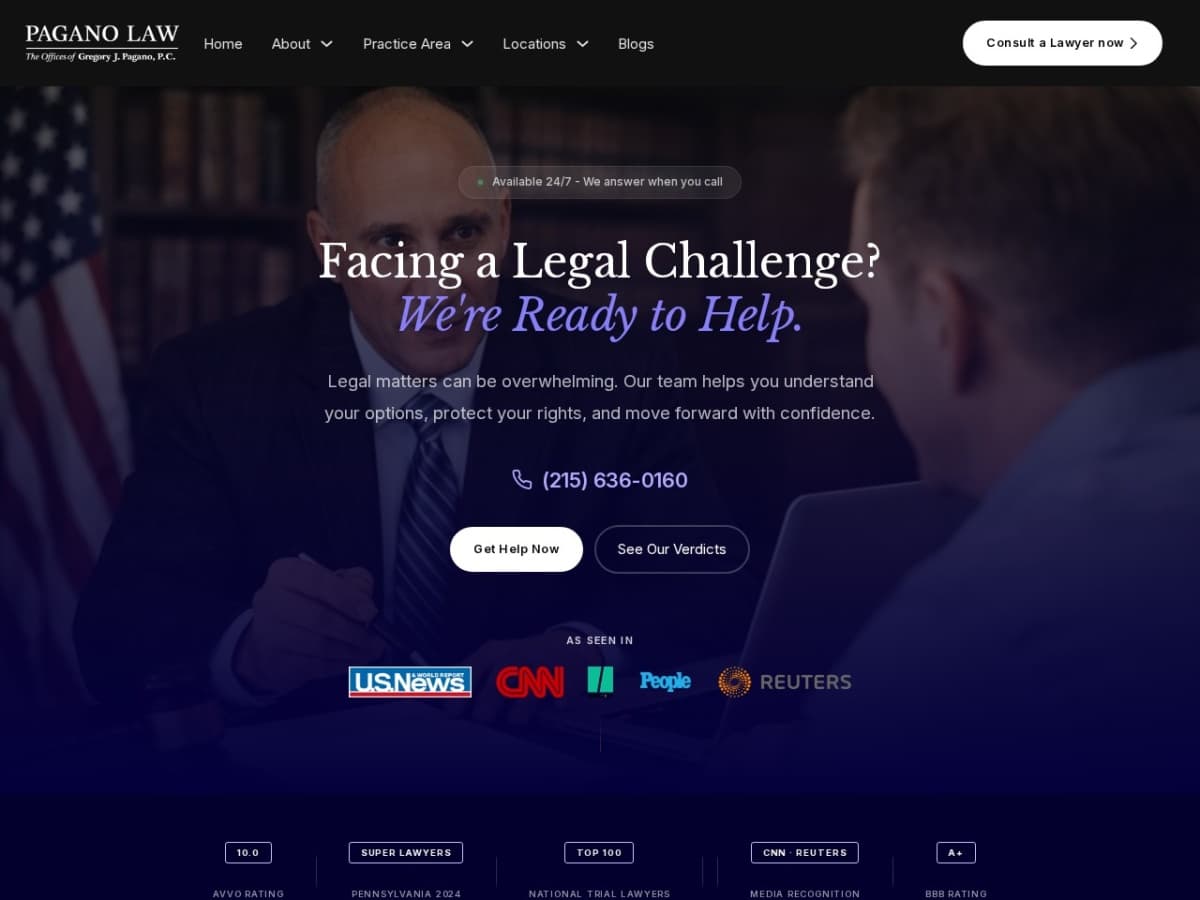 Screenshot preview for Pagano Law