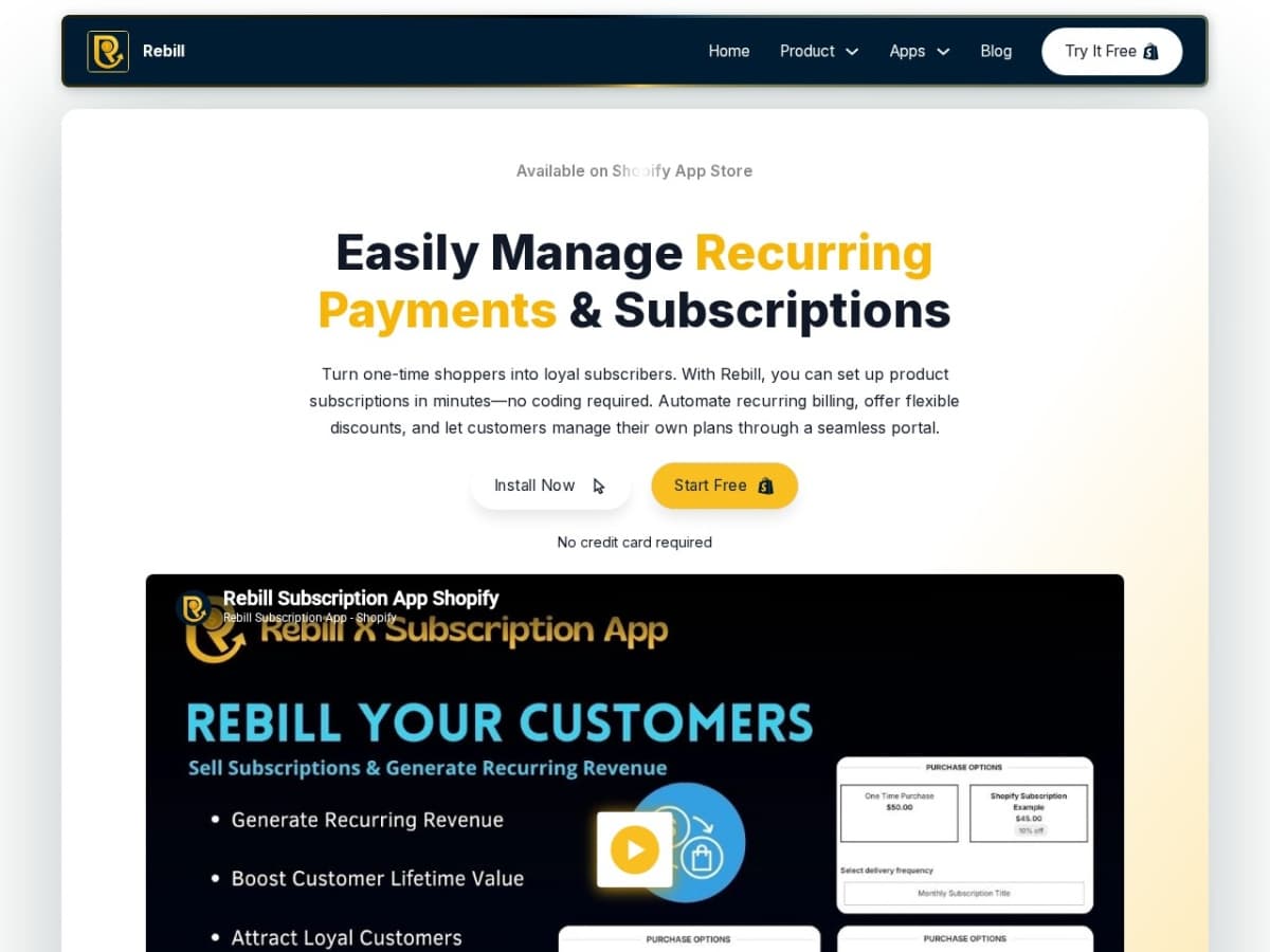 Screenshot preview for Rebill