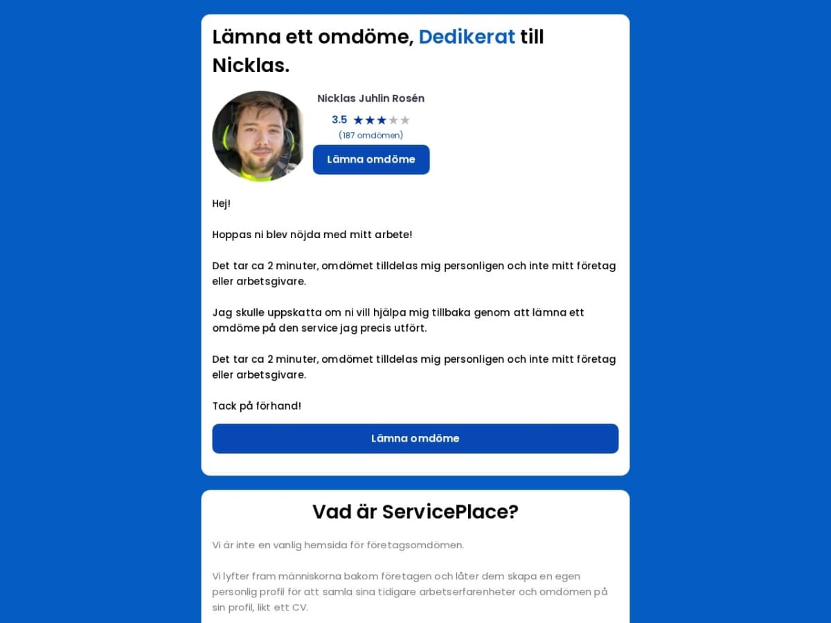 Screenshot preview for ServicePlace